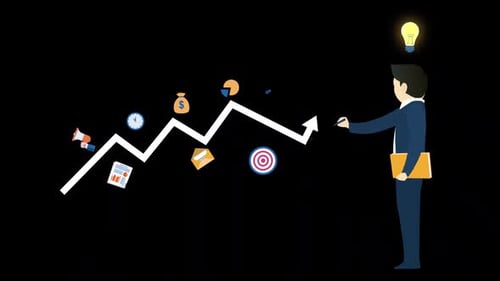 Corporate Strategy and Growth Chart Animation with Businessman