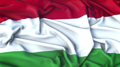 Hungary Flag Realistic Waving Fabric Animation Loop