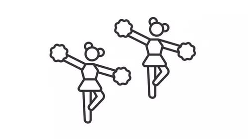 Animated Cheerleaders Flat Line Icon