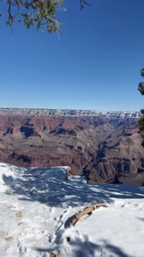 Stunning Winter View of the Grand Canyon Showcasing Its Beautiful Snowcovered Landscape
