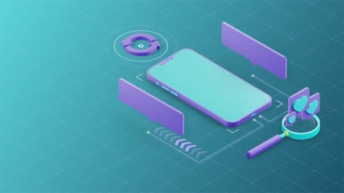 Stratégie de marketing numérique et analyse du référencement avec smartphone et loupe