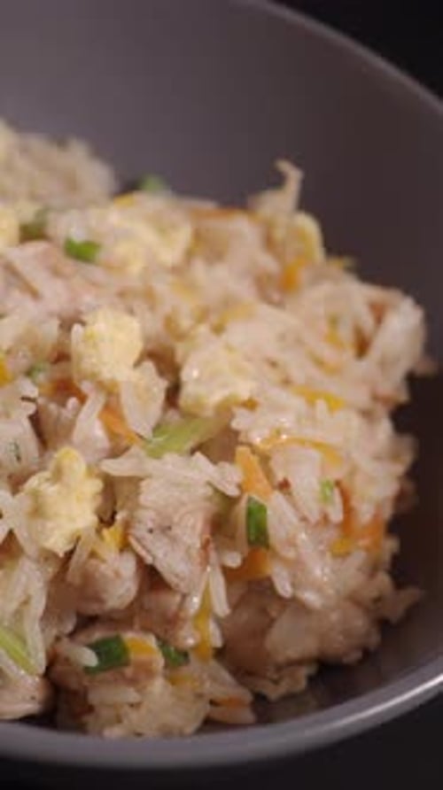 Hot Fried Rice in a Bowl on Table