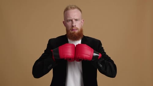 Closeup View of Caucasian Businessman with Serious Facial Expression