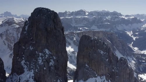 Aerial flight adove stunning Alps