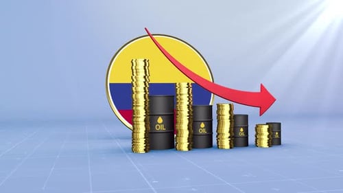 Colombia Oil Revenue Decline With Red Arrow