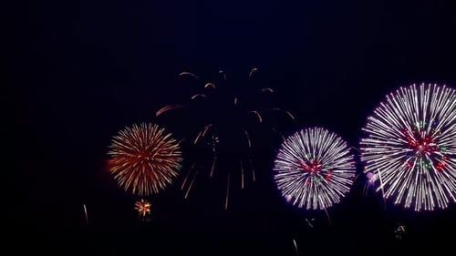 Brilliant Fireworks Exploding in the Night Sky