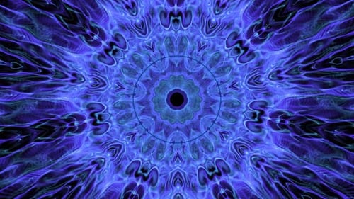 Abstract Blue Liquid Psychedelic Kaleidoscope Loop Background