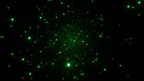 Green Glowing Fireflies Particles In Space Background Vj Loop In 4K