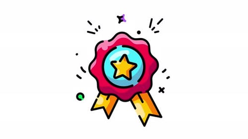 Animated Star Badge with Ribbons and Wiggle Effect