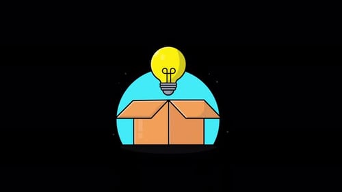 Flat Design Lightbulb Idea Revealing from Box Animation