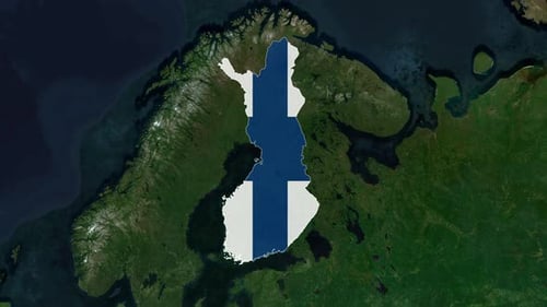 Finland Map Outline with Flag Reveal Animation