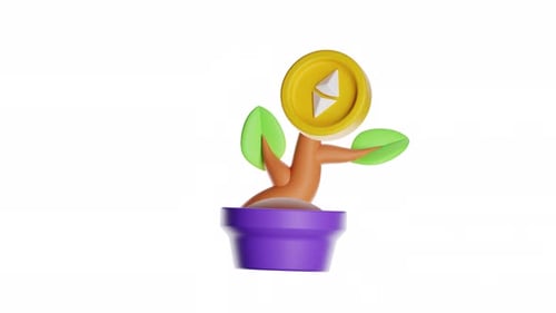3D Animation of Ethereum Coin Growing on a Plant