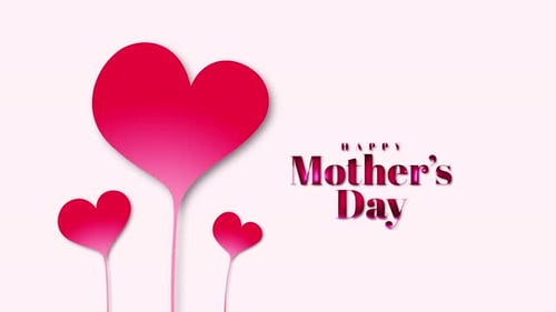 Animated Happy Mother's Day Text and Hearts