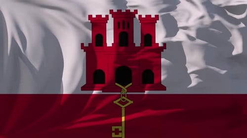 Gibraltar Flag Waving Loop Background
