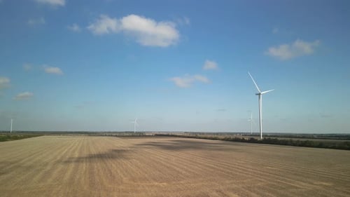 Wind Turbines. Wind Power Electric Plant. Renewable Energy