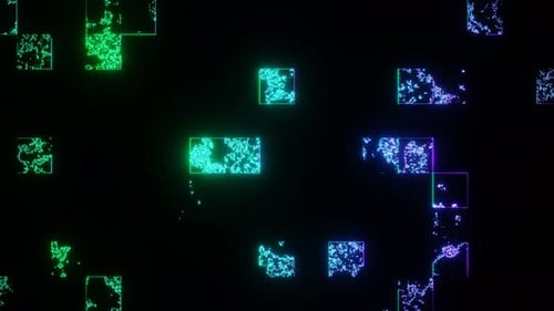 Green To Purple Abstract Glow Disappearing Cubes Background Vj Loop In 4K