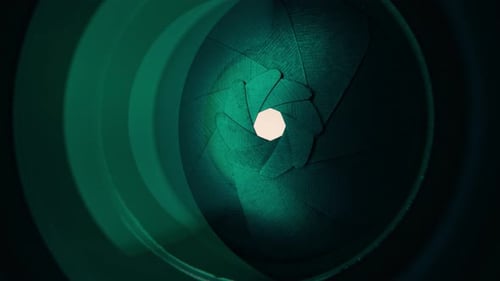 Adjusting Aperture on Camera Lens Close Up View Iris Blades Open Close Slowly