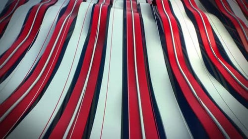 Waving Red And White Ribbons Loop