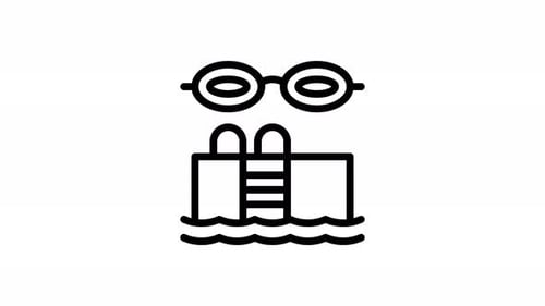 Animated Swimming Pool and Goggles Flat Design Icon
