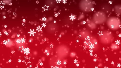 Abstract Falling Particles Snow Snowflakes Lens Flare on Red Dark