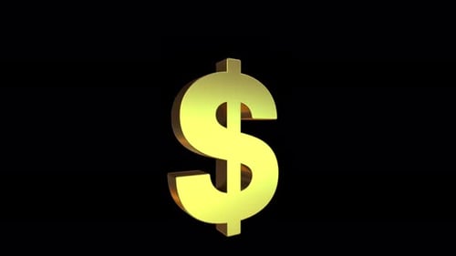 Gold 3D Dollar Sign Rotating Animation Loop