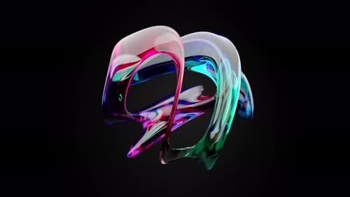 Abstract Iridescent Fluid Shape Rotation Loop