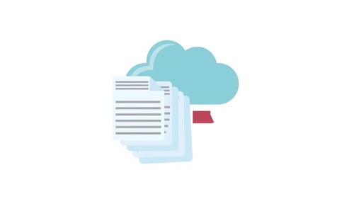 Flat Design Animated Icon: Documents Uploading to Cloud
