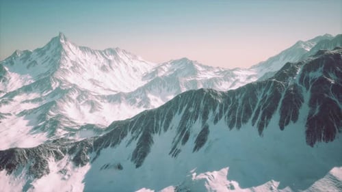 Snow Covered Beautiful Mountain Peaks