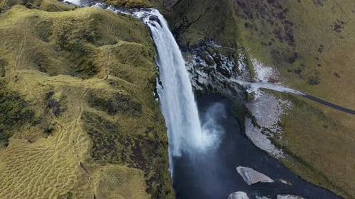 Seljalandsfoss Waterfall In Landscape In Iceland