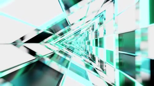 Cyan Triangle Vj Crystal Loop Background Tunnel HD