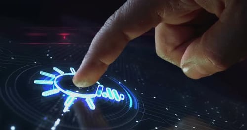 Idea bulb light creativity symbol digital 3d finger touch