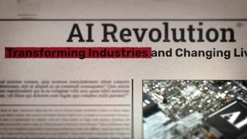 Ai Revolution Transforming Industries And Changing Lives Title On Digital Newspaper
