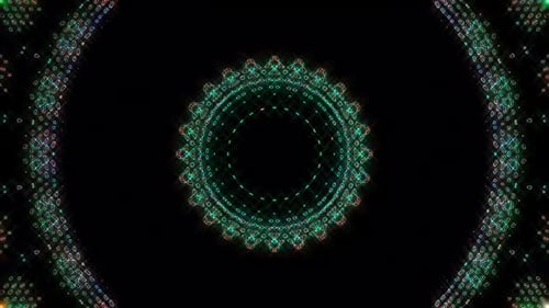 linhas abstratas, luz colorida, brilhante, forma redonda no centro, fundo preto