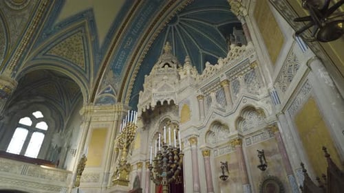Interior Pan of Szeged Synagogue Altar with Flags – Hungary