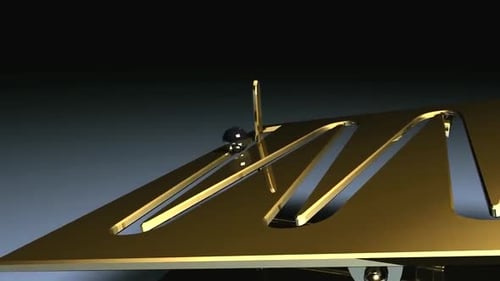 Metallic Sphere Rolls Through Golden Maze for Logo Reveal