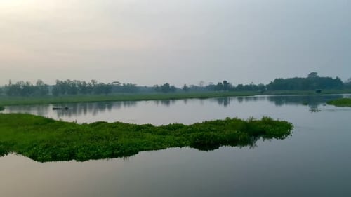 peaceful and calm atmosphere on the lake in the afternoon
