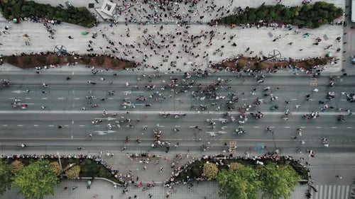 Aerial View of the people protest