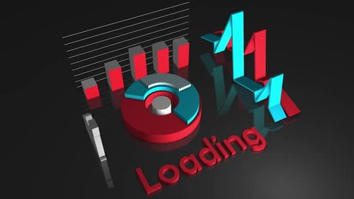 Animated 3D Business Data Charts with Loading Text