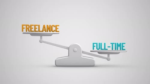 Freelancer vs Employee balance scale looping animation