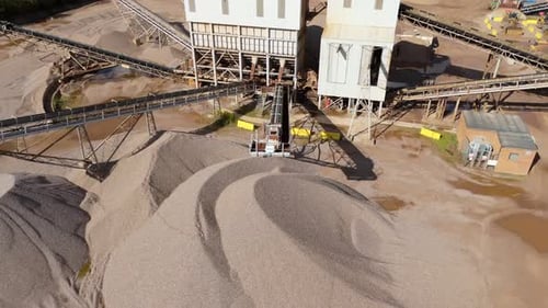 Aerial View of Industrial Gravel Plant in Operation