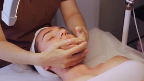 Gentle Face Massage Improves Jawline Definition Relaxing Spa Session Boosts Facial Elasticity and