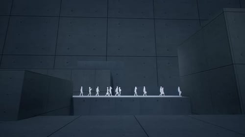 Silhouettes of People Walking in a Modern Corporate Environment