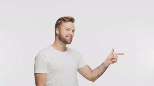 Expressive Young Man Over Vibrant Background Studio Portrait of Handsome Person