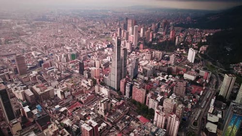 Cityscape with Skyscrapers and Office Buildings in Financial District - Bogotá, Colombia
