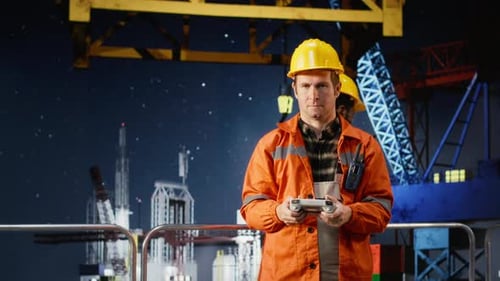 Offshore Engineer Uses Drone for Maintenance and Inspection of Drilling Platform