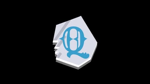 Animated Decorative Letter Q Icon with Geometric Background