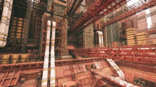 Multiple Layered Pathways and Pipes Forming Vibrant Industrial Compositions