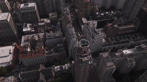 Aerial video of the skyscrapers in the city, Central Park in New York. USA
