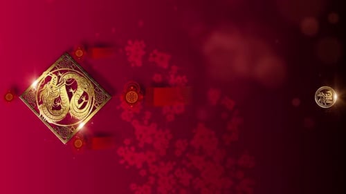 Golden Dragon and Cherry Blossom Chinese New Year Background
