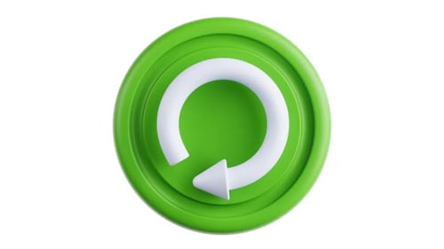 Animated 3D Green Refresh Icon Reveal
